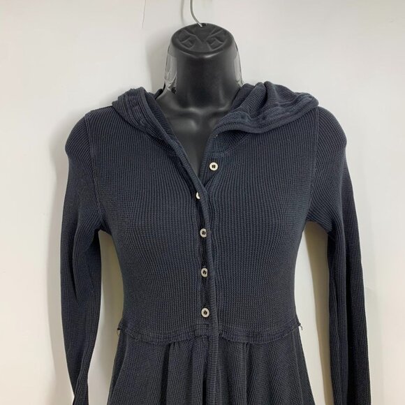 Hard Tail Forever Women's Thermal Long Sleeve Button Up Hooded Dress Size S - Picture 4 of 13